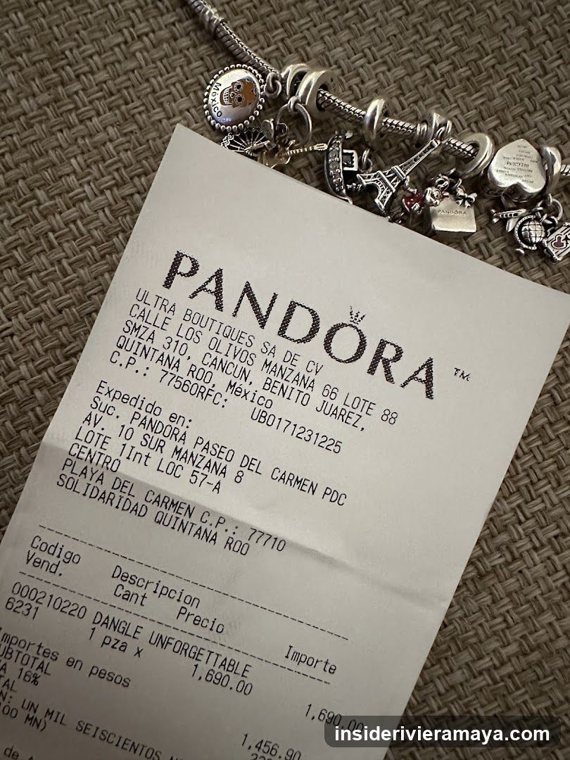 Pandora Receipt and Jewelry