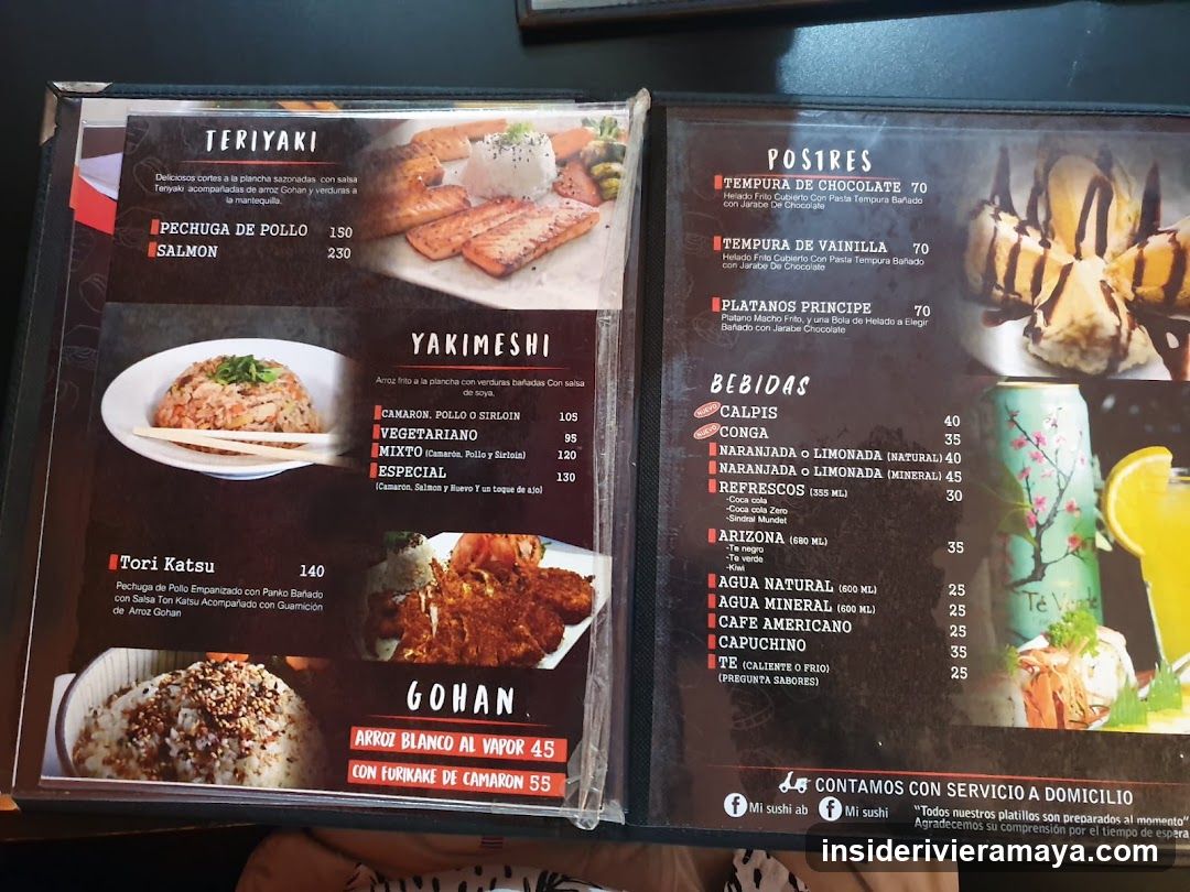Menu from a Japanese Restaurant