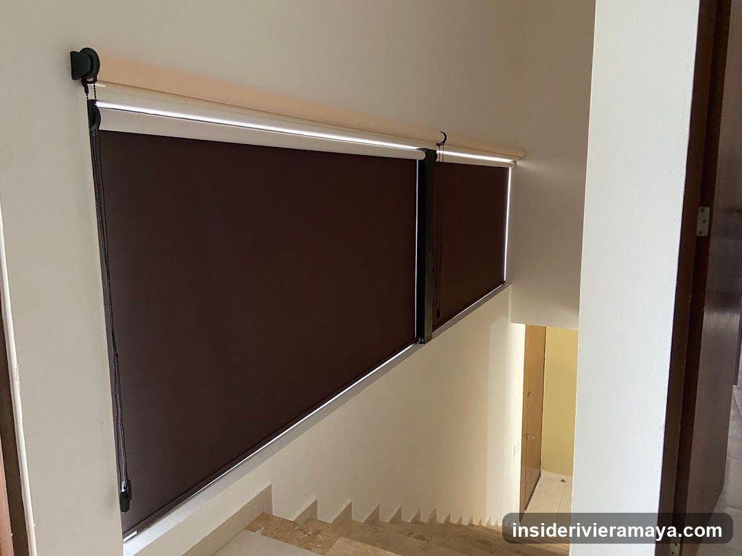 Interior Staircase with Roller Shades