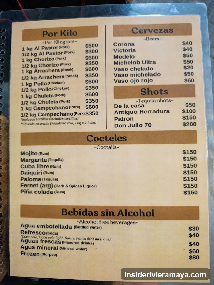 Mexican Restaurant Menu