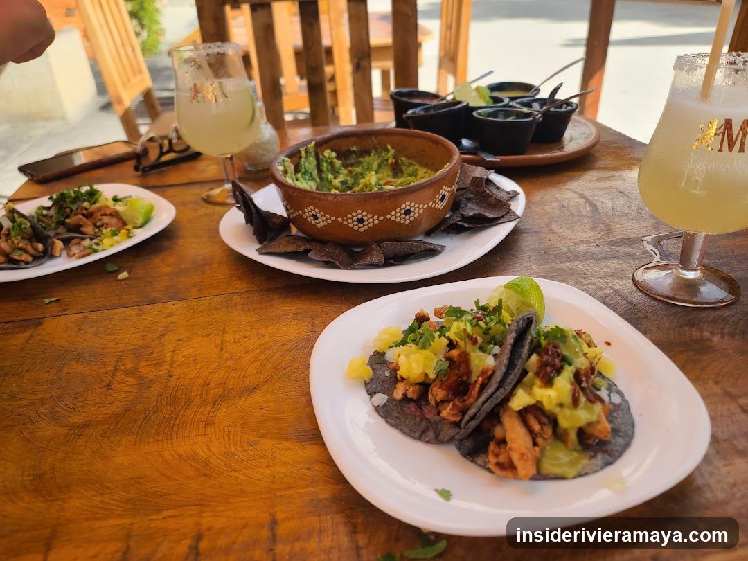Outdoor Dining Table with Mexican Food
