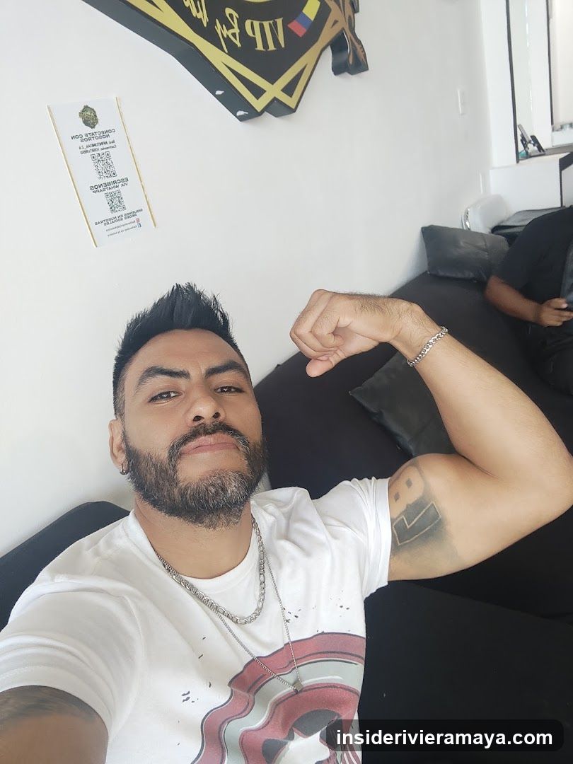 Man flexing in a lounge