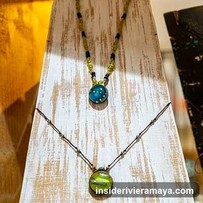 Two Beaded Necklaces on Display