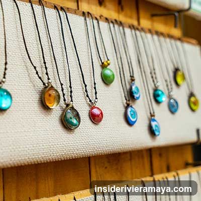 Display of Glass Pendants
