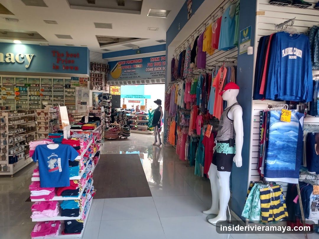 Interior of a beachwear and pharmacy store
