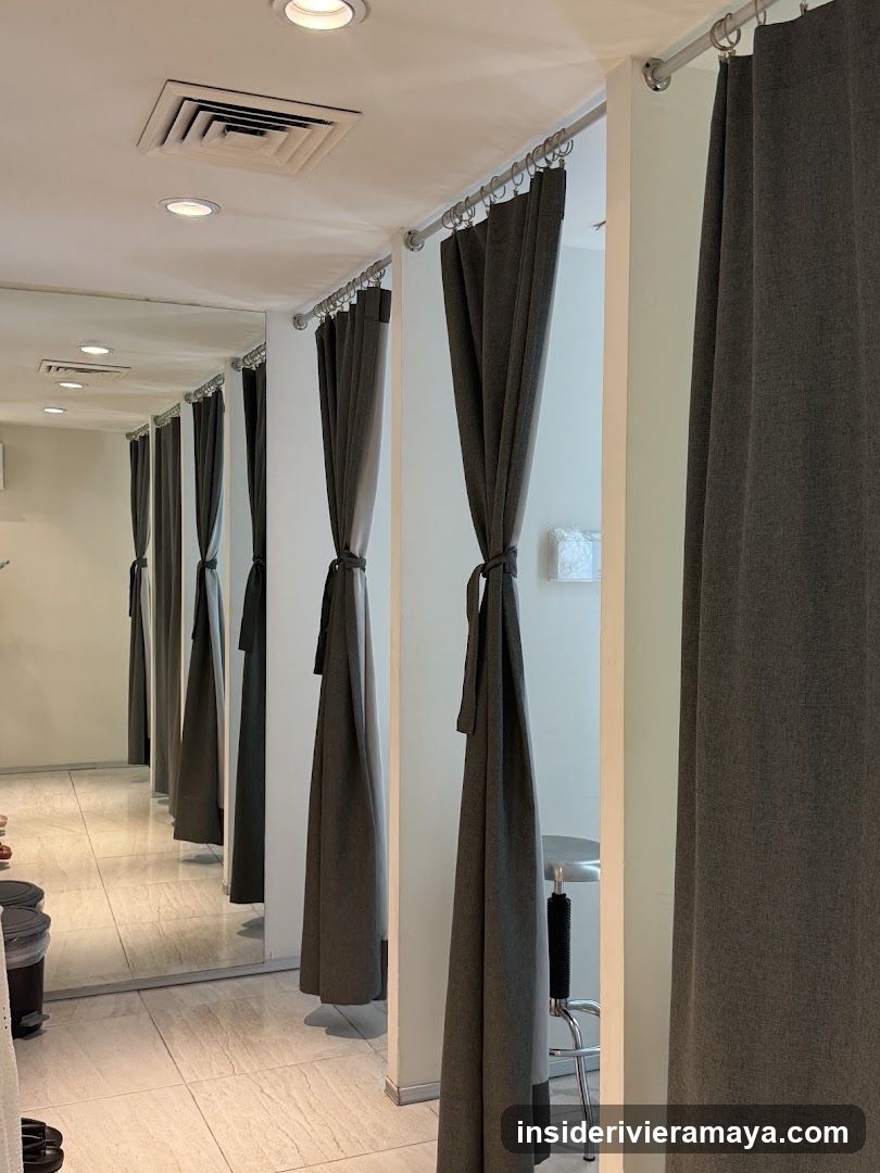 Salon Interior with Privacy Curtains