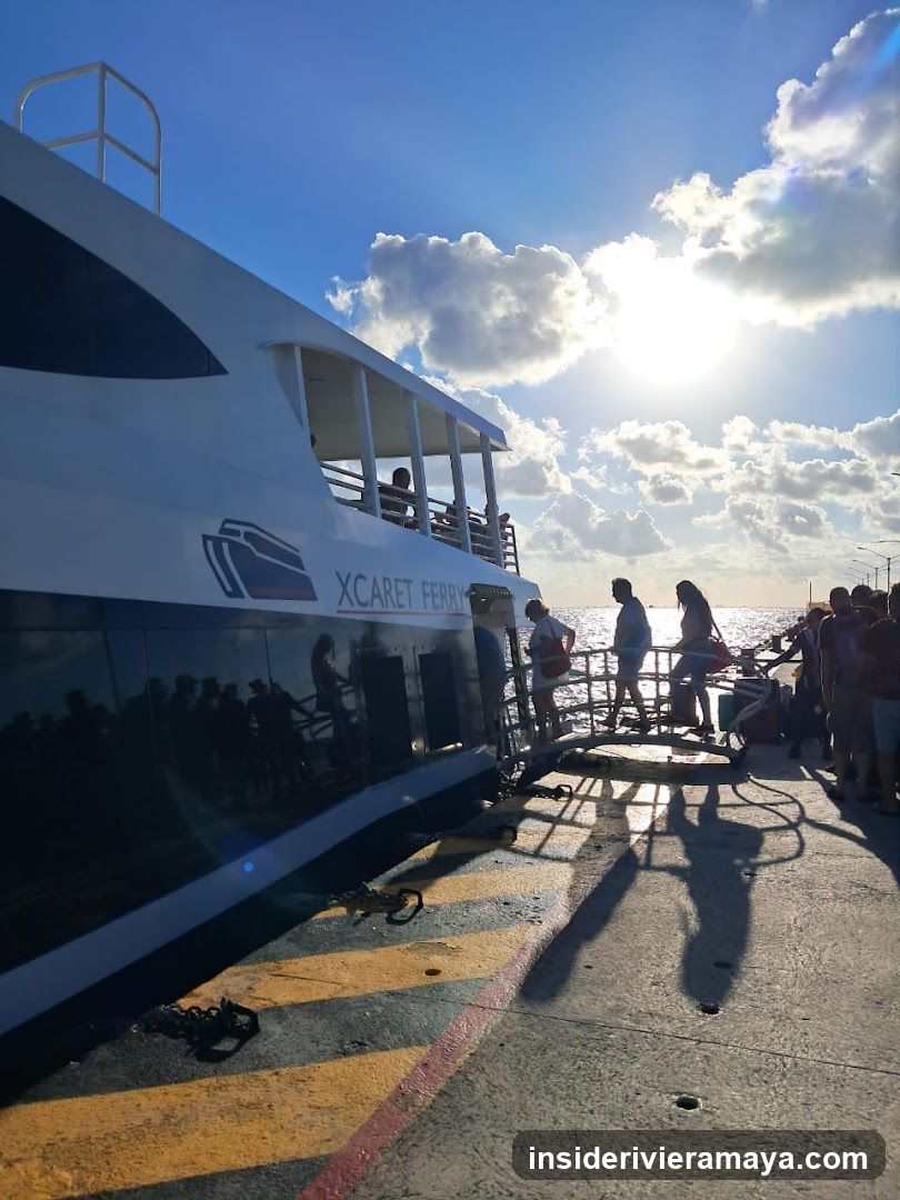 Passengers boarding Xcaret Ferry