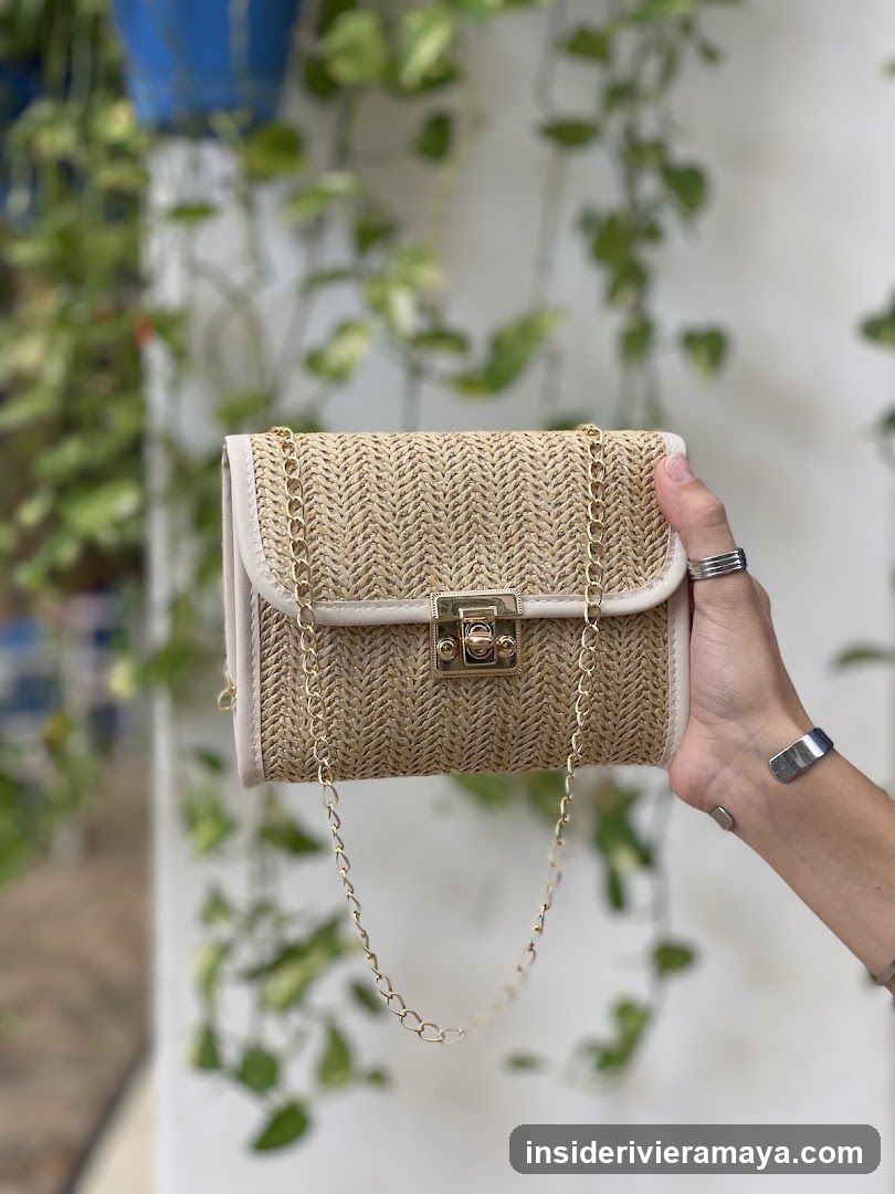 Hand Holding Woven Purse