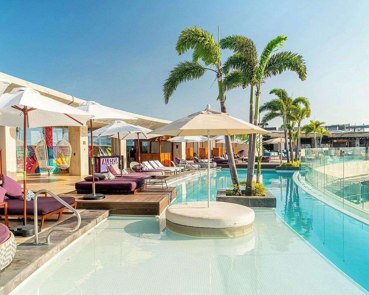 Rooftop pool and lounge at Hyatt Centric Playa del Carmen, Quinta Avenida, Riviera Maya